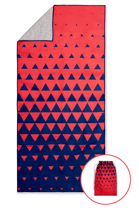 SwiftDry Antibacterial Microfibre Gym Towel + Carry Pouch (Blue/Red)