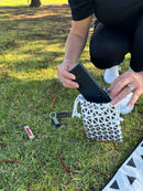 SwiftDry Antibacterial Microfibre Gym Towel + Carry Pouch (Black/White)-3