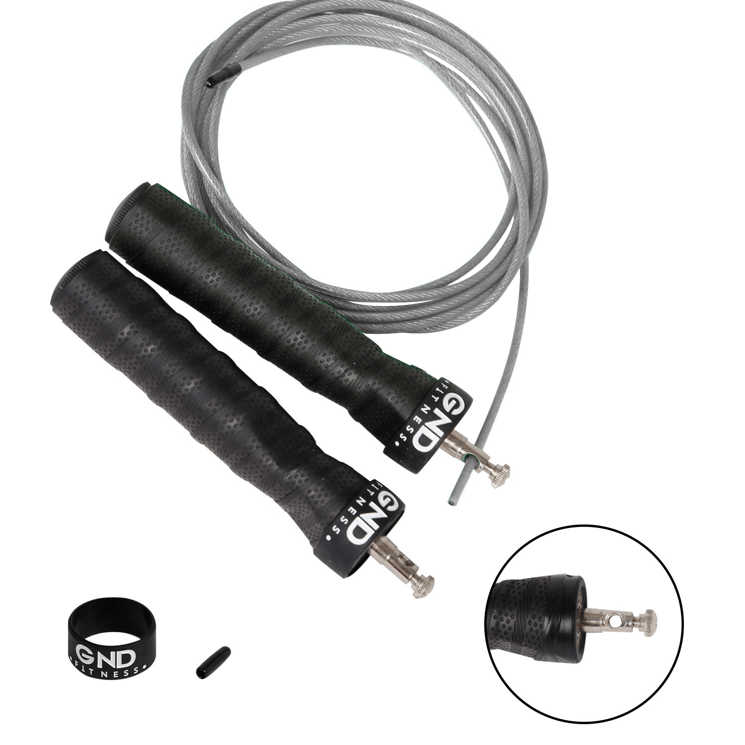 GND SR Speed Skipping Rope // Single Ball Bearing // Silver - SR Skipping Rope- GND Fitness
