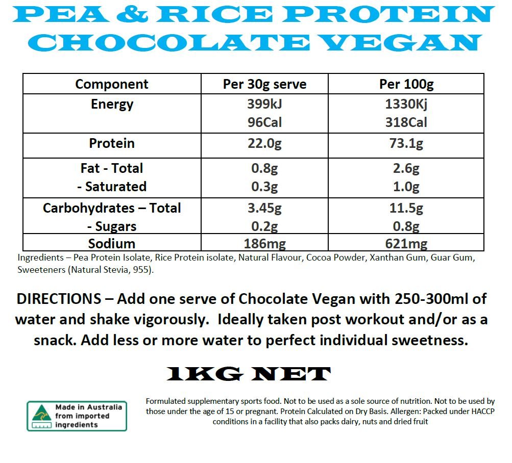 GND Vegan Pea/Rice Protein 1kg // Chocolate - Protein- GND Fitness