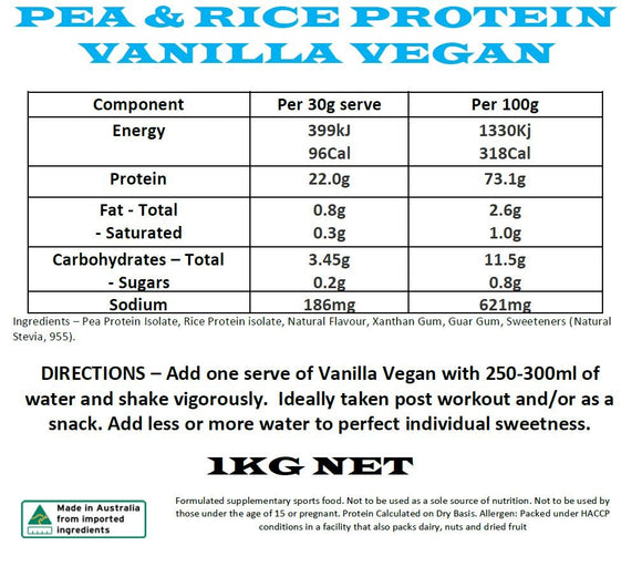 GND Vegan Pea/Rice Protein 1kg // Vanilla - Protein- GND Fitness