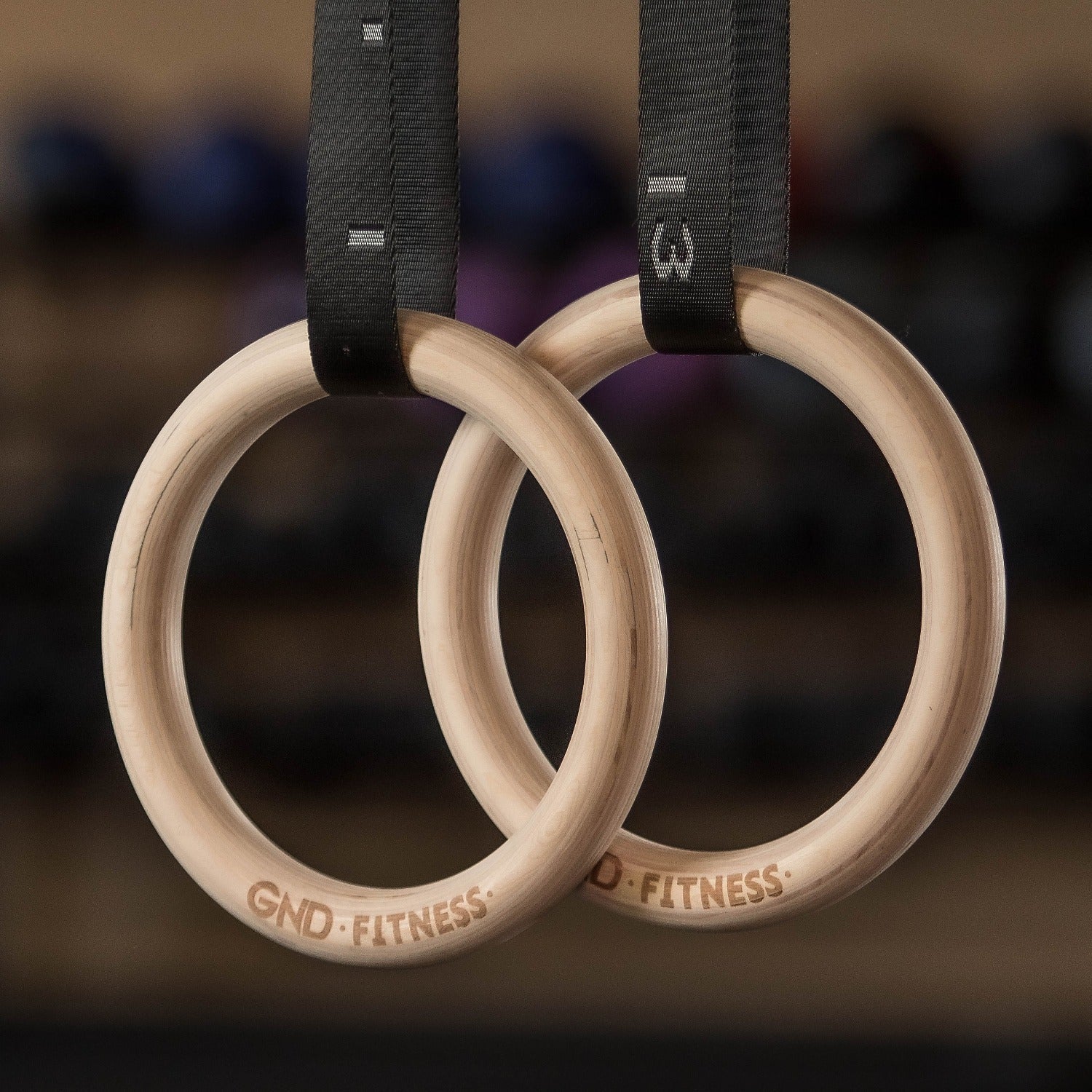 GND Wooden Gymnastic Rings W/ Nylon Bracing Straps - Gym Rings- GND Fitness