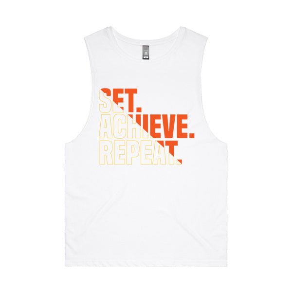 Set Achieve Repeat Tank // White - Apparel- GND Fitness